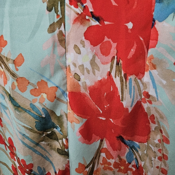 Badgley Mischka Aqua Multi Print Dress SZ 6 - Picture 11 of 12